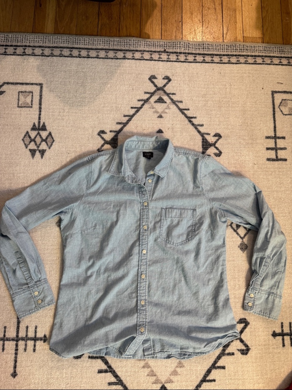 Light Blue Denim Chambray Women’s Button-Down Shirt